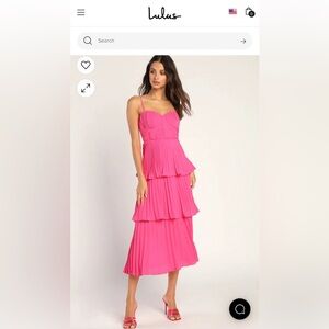 Cascading Crush Hot Pink Tiered Bustier Midi Dress